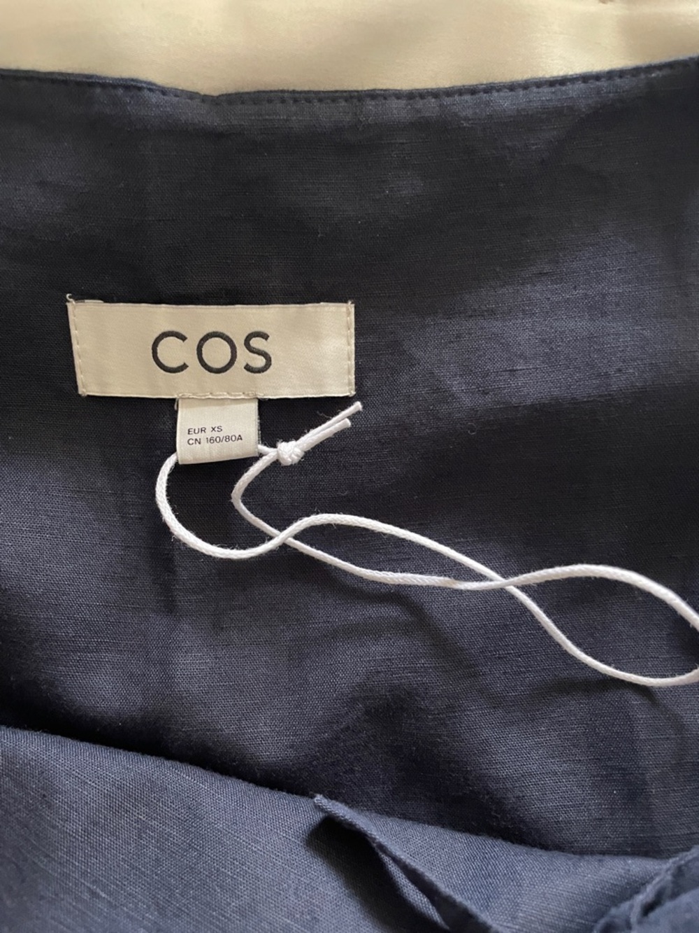 COS Navy Tie-Detail Linen Jumpsuit sz XS - Picture 2 of 10
